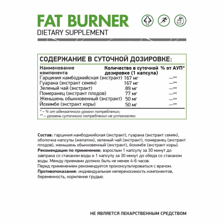 Жиросжигатели NaturalSupp Fat Burner 60 капс (НатуралСапп Фат Бернер 60 капс)