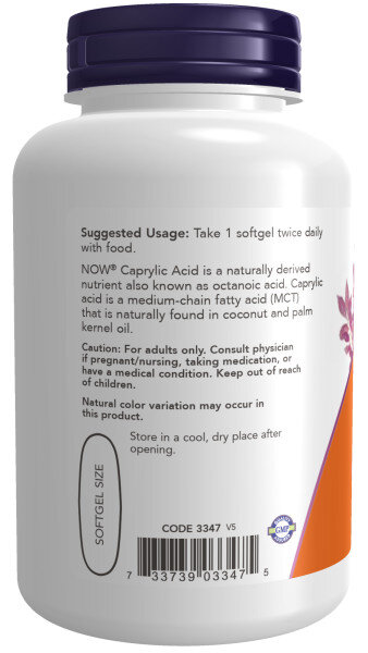 NOW Caprylic acid 600 мг 100 капс (Нау Каприловая кислота 600 мг 100 капс)