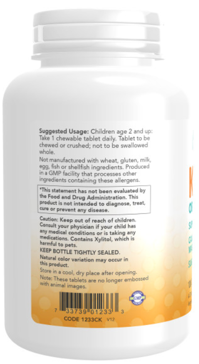 Кальций для детей NOW KID CAL orange u delicious 100 жев таб (Нау детский кальций жевательный)