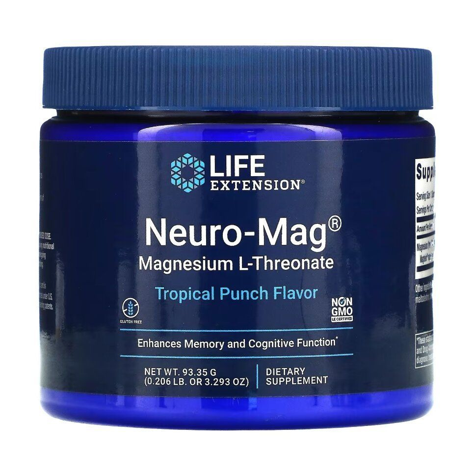 Магний Life Neuro-Mag magnesium L-Treonate 93,35 гр (Лайф Экстеншн Нейро Магний Л-Треонат)
