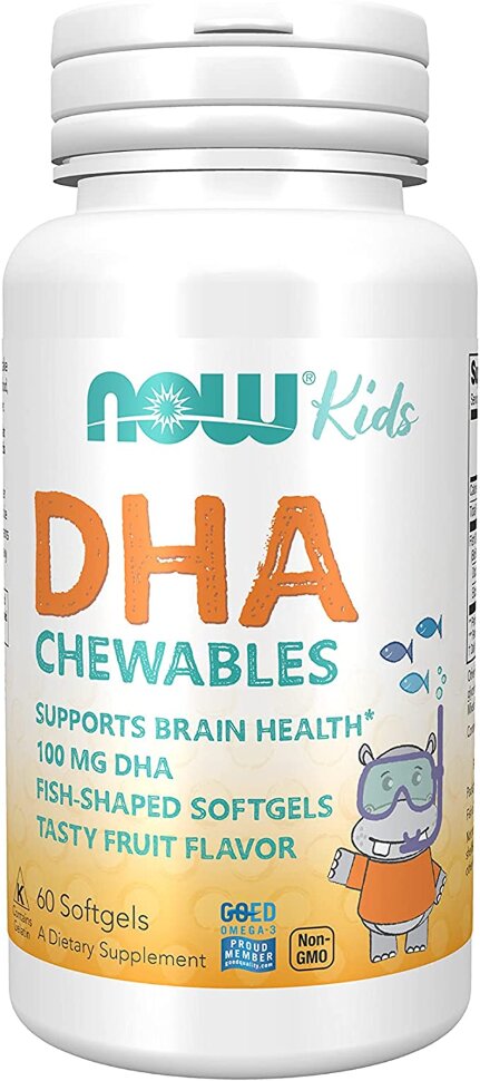 Омега для детей NOW DHA 100 мг Chewable 60 капс (Нау ДГК 100 мг)