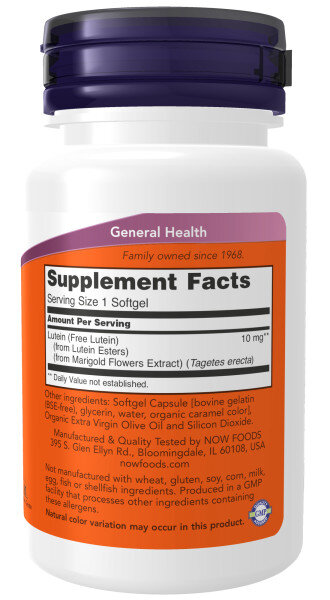 Для улучшения зрения NOW Lutein 10 мг 60 капс (Нау Лютеин 10 мг 60 капс)