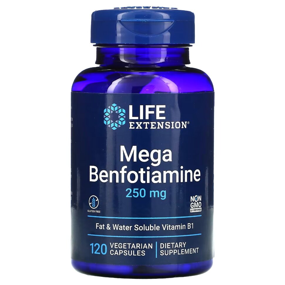 Витамин Б1 Life Extension Mega Benfotiamine 250 мг 120 вкапс (Лайф Экстэншн Мега-Бенфотиамин)